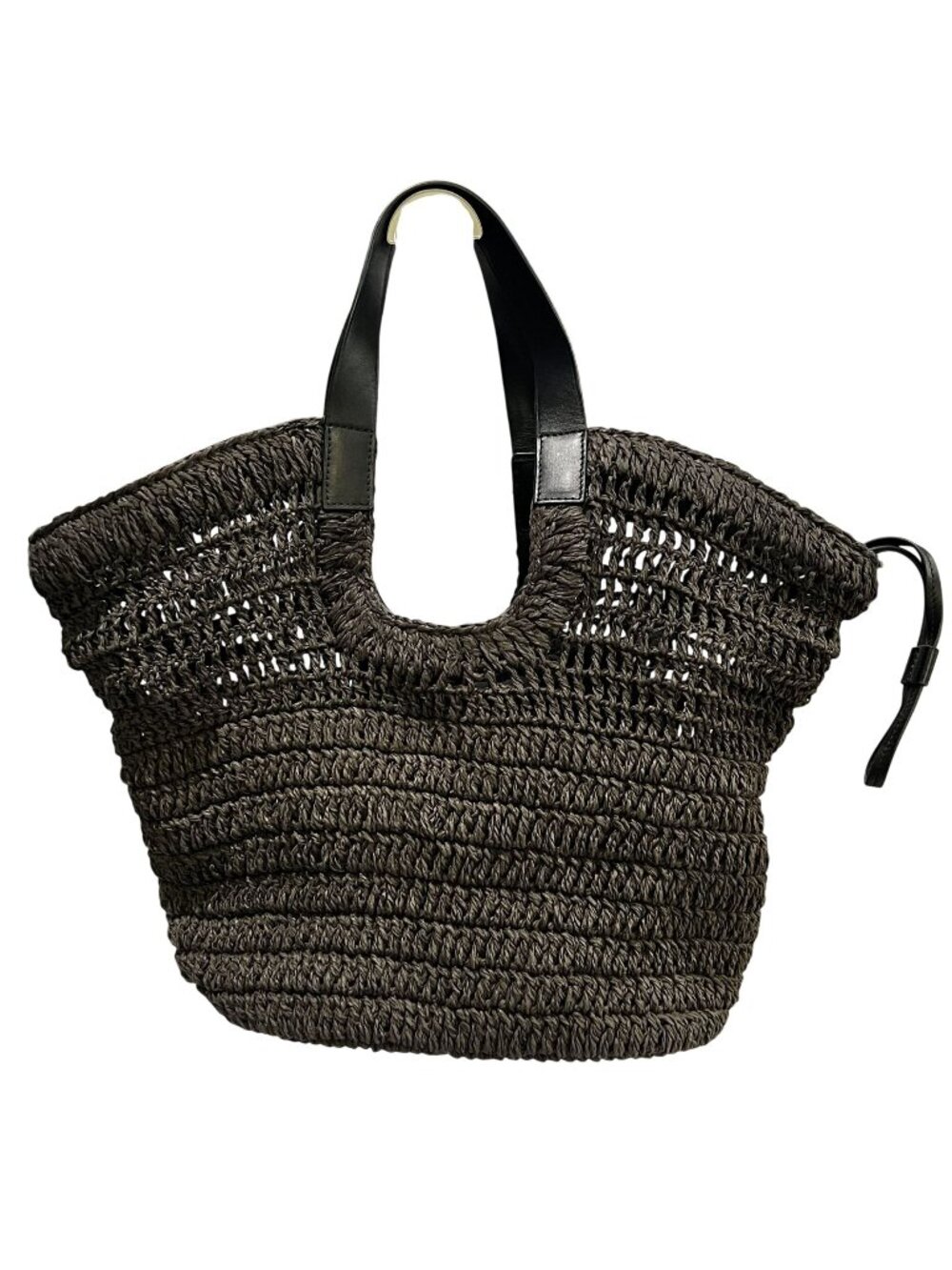 COS Leather-Trimmed Basket Bag in Espresso